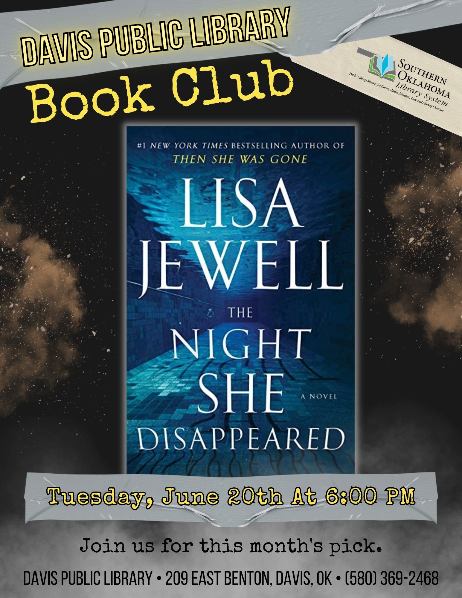 Book Club Night She Disappeared DPL Flyer