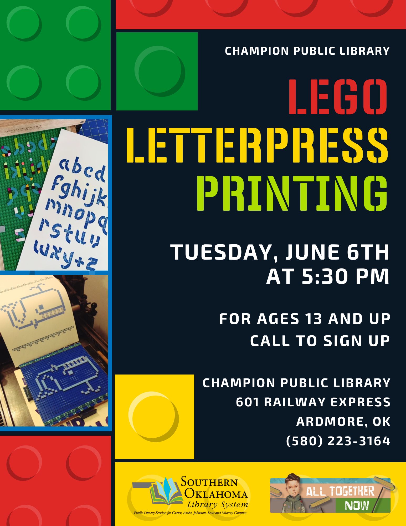 Lego Letterpress Printing CPL Flyer